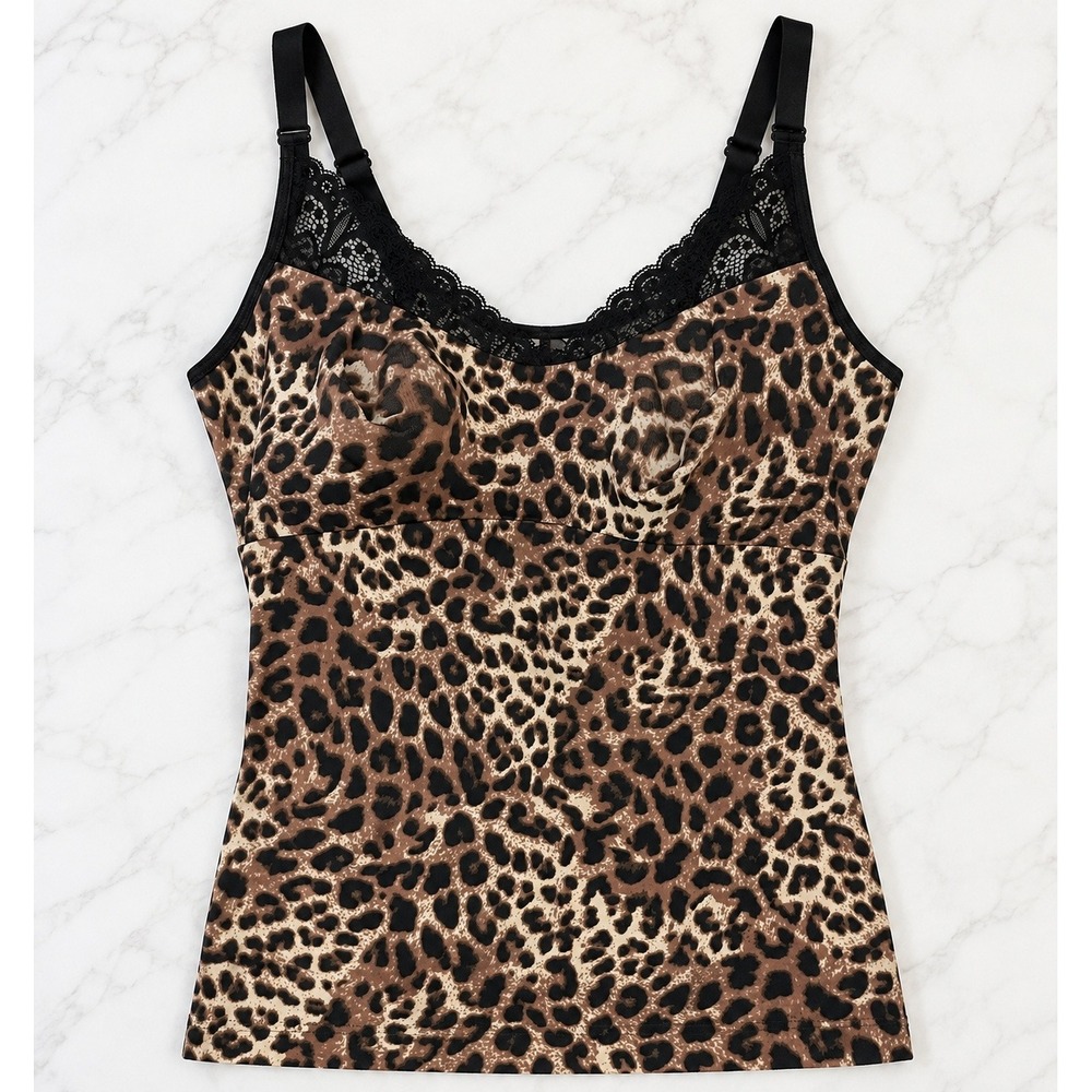 Ruby Ribbon Cami 34 Leopard Lace Shapewear Y2K Mob Wife Lingerie Corset Top